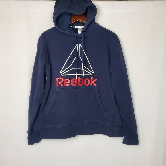 Mens Rebock Size Medium Navy Hooded Sweater - Picture 2 of 5